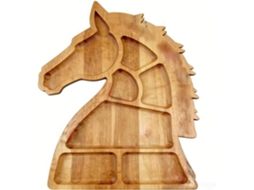 Bandeja De Madeira Com Várias Divisórias Para Petiscos, Com Design De Cabeça De Cavalo, Estilo Country, Ideal
