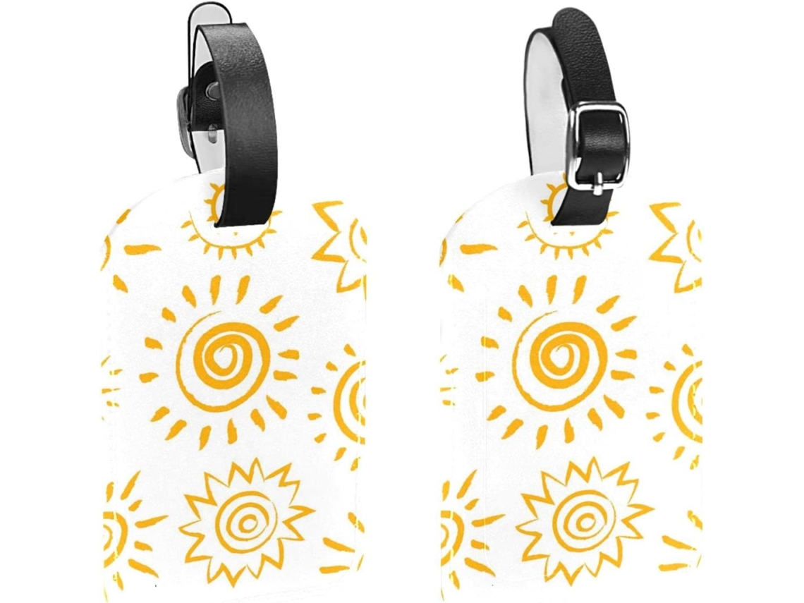 Conjunto De 2 Etiquetas Bagagem Em Couro Pu Com Estampa Sol
