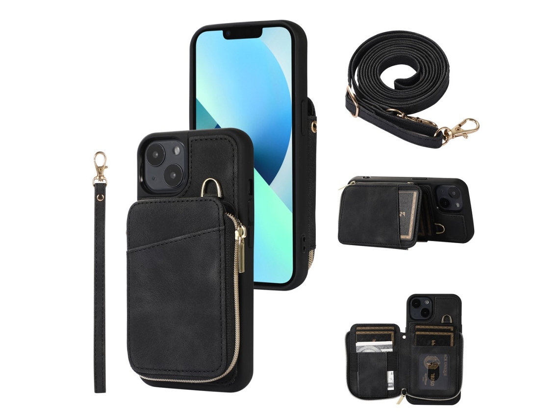 Capa para iPhone 13 Pele Sintética Preto