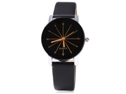 Relógio de Pulso Unissex Zhoulianfa Pulseira Pu Liga Mostrador Redondo Quarzo Preto Feminino
