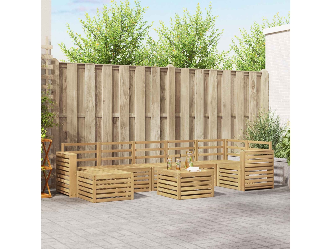 Vidaxl Conjunto De Sofás Para Exterior 8 Pcs Branco 59 X 59 X 37 Cm