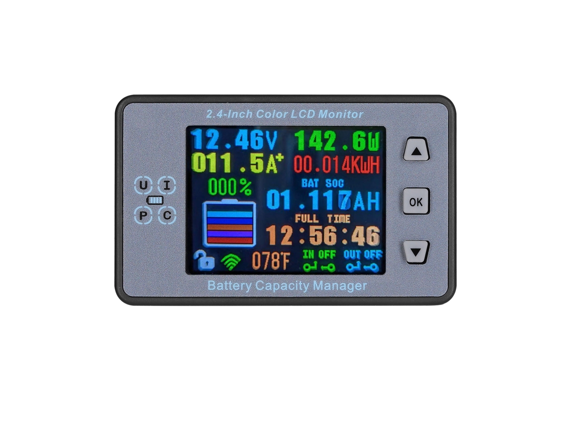 Monitor de bateria sem fio 2.4 polegadas tester de capacidade voltímetro amperímetro