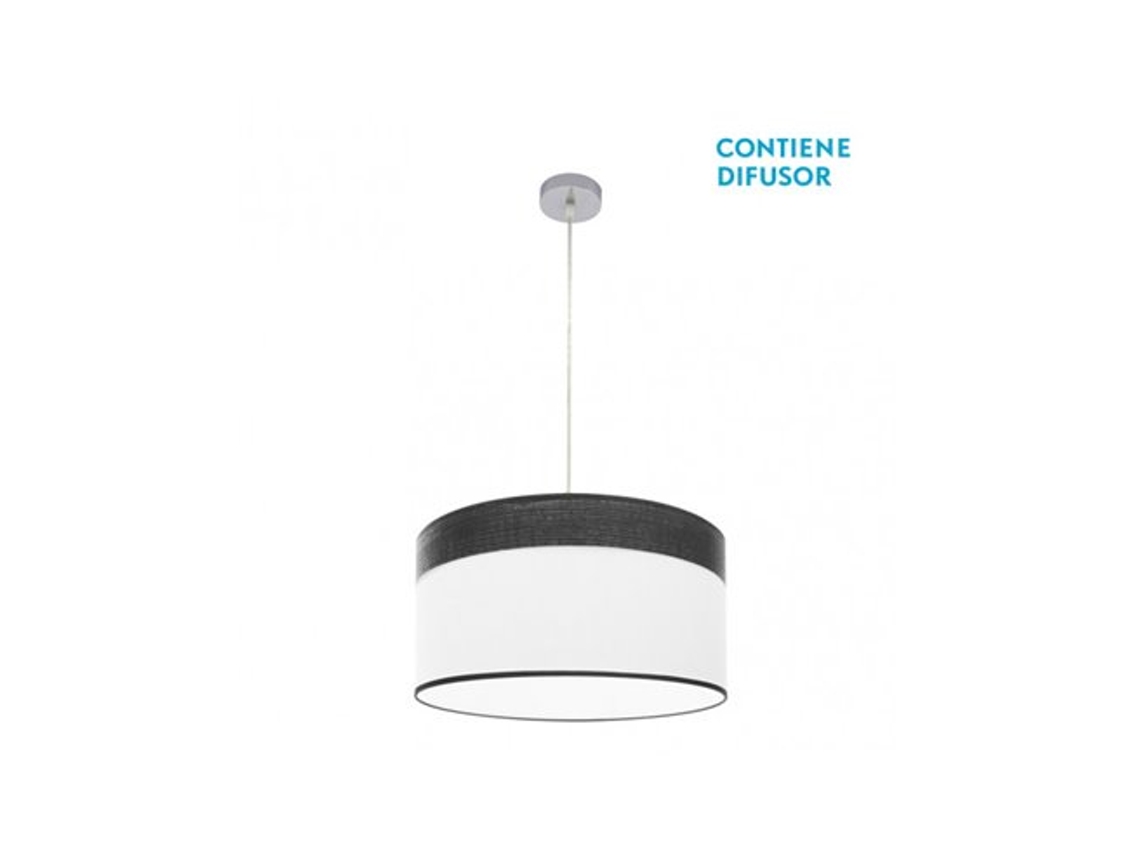 Cloe Pingente 2xe27 Cromo/madeira Branco Preto Regx50x50 Cm Fabrilamp