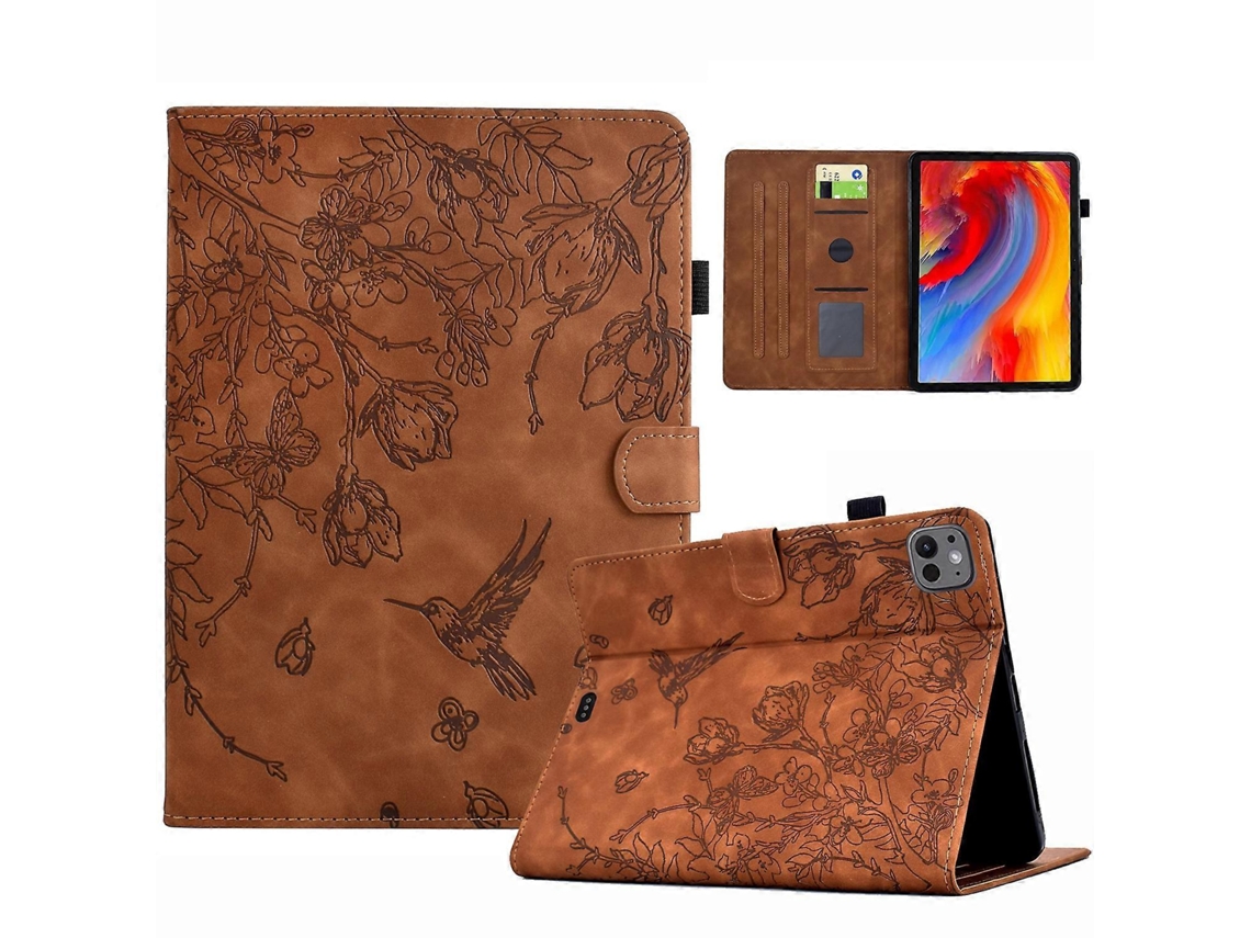 Capa de couro inteligente com estampa de flores e pássaros Webake para tablet