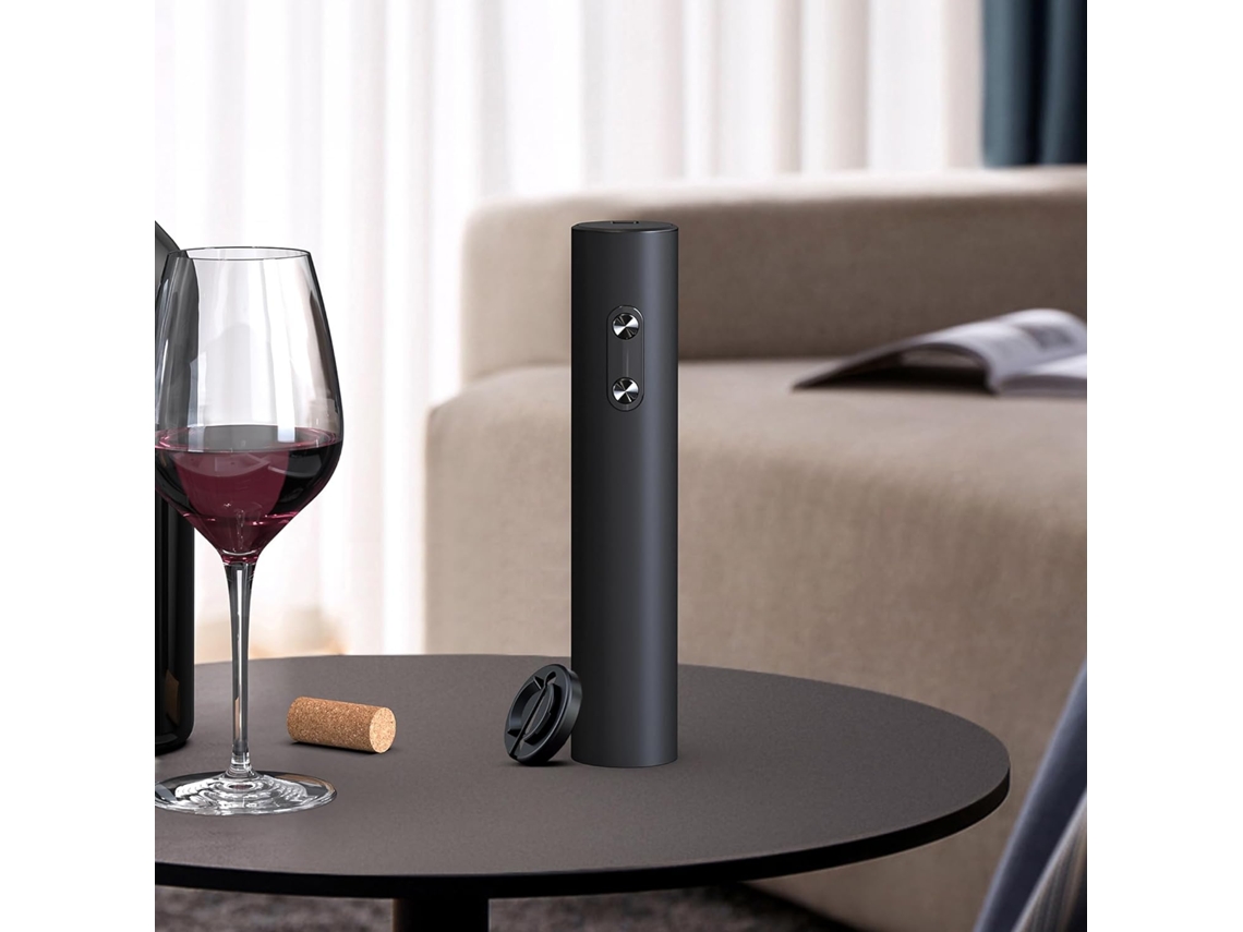 Abridor de garrafas de vinho elétrico automático com saca-rolhas para uso doméstico, na cozinha, em festas, bares e casamentos (preto-aquaforge)