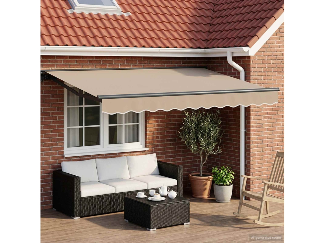 Vidaxl Estrutura De Toldo Manual Com Leds Bege E Antracite 3,5 X 2,5 M