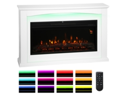 Lâmpada elétrica 1000w/2000w, lâmpada decorativa falsa, efeito chama com 5 níveis de brilho ajustáveis, 121x25x77cm, branca.