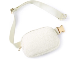 Bolsa De Cintura Em Fleece Mini Com Alça Ajustável, Bolsinho Sherpa Para Academia Corrida Viagem Caminhada