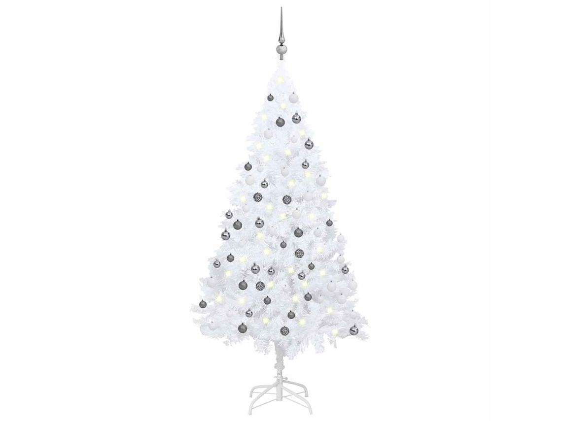 Árvore Natal VIDAXL artificial pré-iluminada c/ bolas PVC branco
