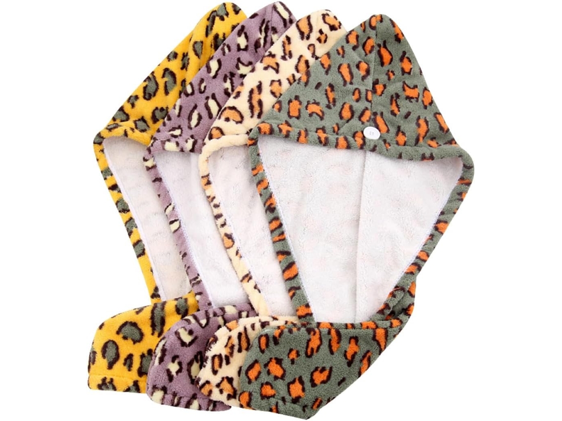 Conjunto de 4 toucas femininas de microfibra de secagem rápida, estilo turbante.