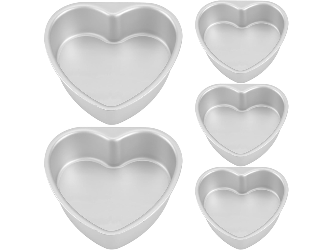 Conjunto De 5 Formas De Bolo Em Formato De Coração, 10 Cm De Diâmetro