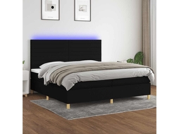 Vidaxl Cama Box Spring C/ Colchão E Led 200x200 Cm Tecido Preto
