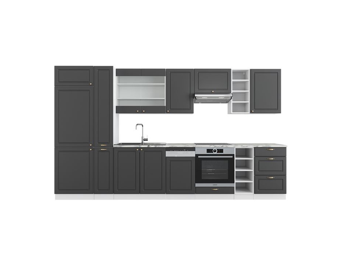 Cozinha Fame-Line, 355 cm sem bancada, ouro antracite/branco VICCO