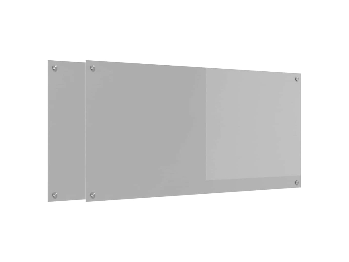 Conjunto 2 Backsplash De Vidro Temperado Para Cozinha Vidaxl Cinzento Claro Vidro Temperado