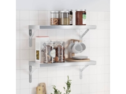 Vidaxl Prateleiras De Parede 2 Pcs 50x23,5 Cm Aço Inoxidável Prateado