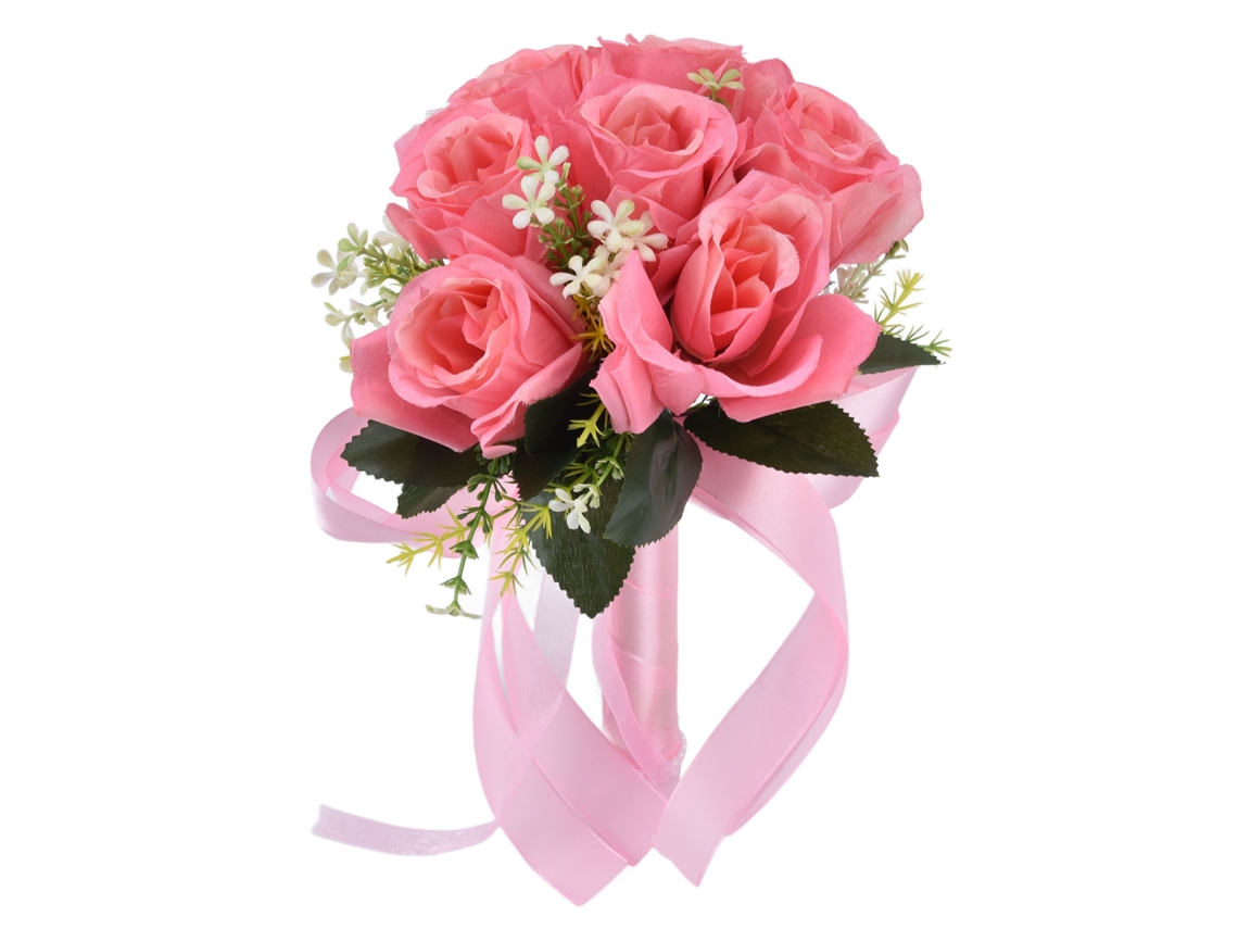 Buquê Artificial de Noiva Rosa para Casamento e Fotografia com Detalhes Exquisite e Cor Duradoura