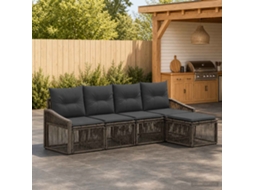 Vidaxl Conjunto De Sofá De Jardim 5 Unid. Cinzento Vime Pe