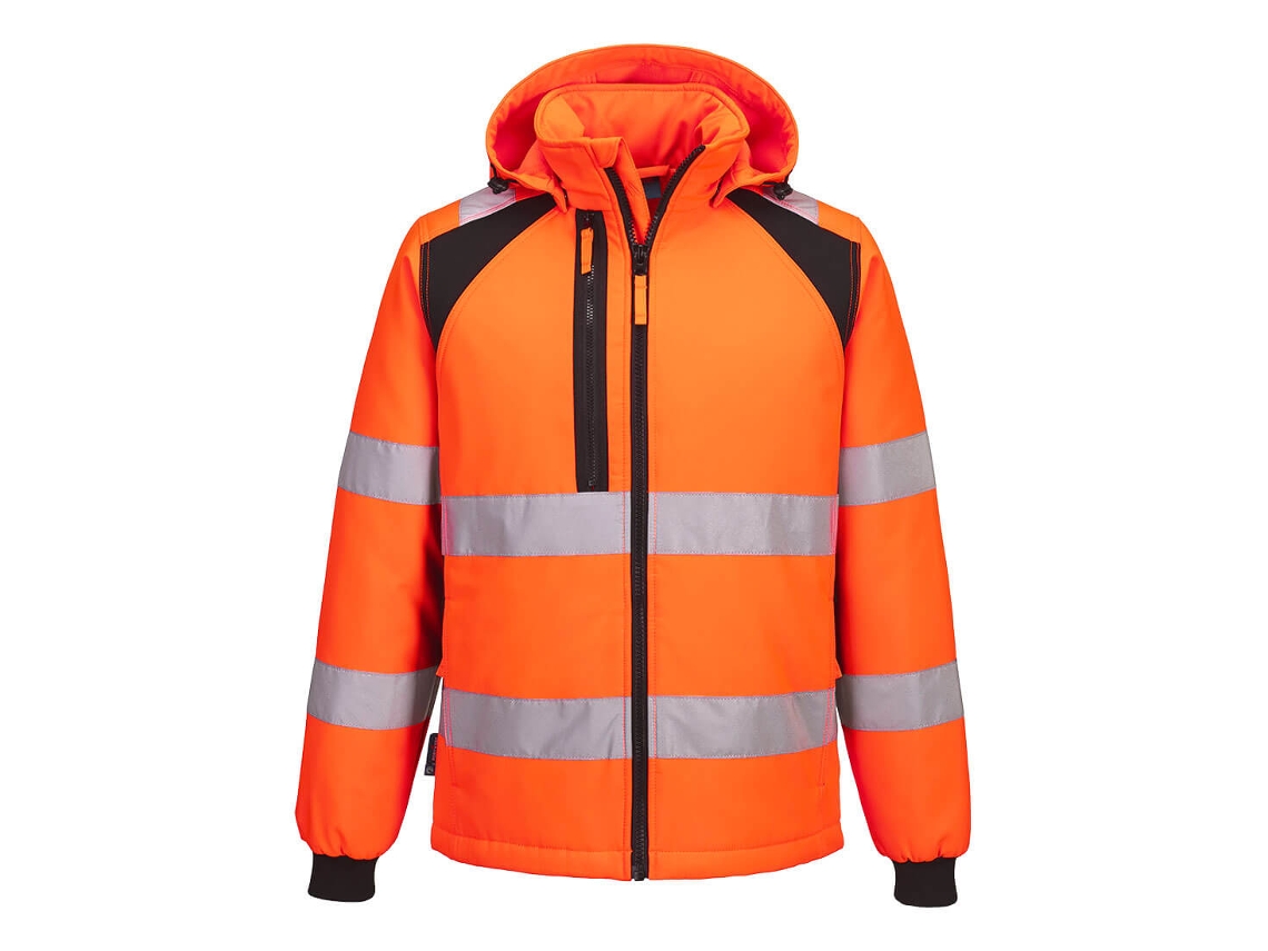 Jaqueta Softshell Acolchoada de Alta Visibilidade Eco | Laranja Trabalho/Preto / P