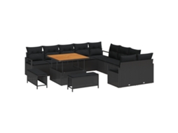 Conjunto 13 Conjunto De Móveis Para Exterior Vidaxl Preto Vime Pe (100 X 100 X 71 Cm)