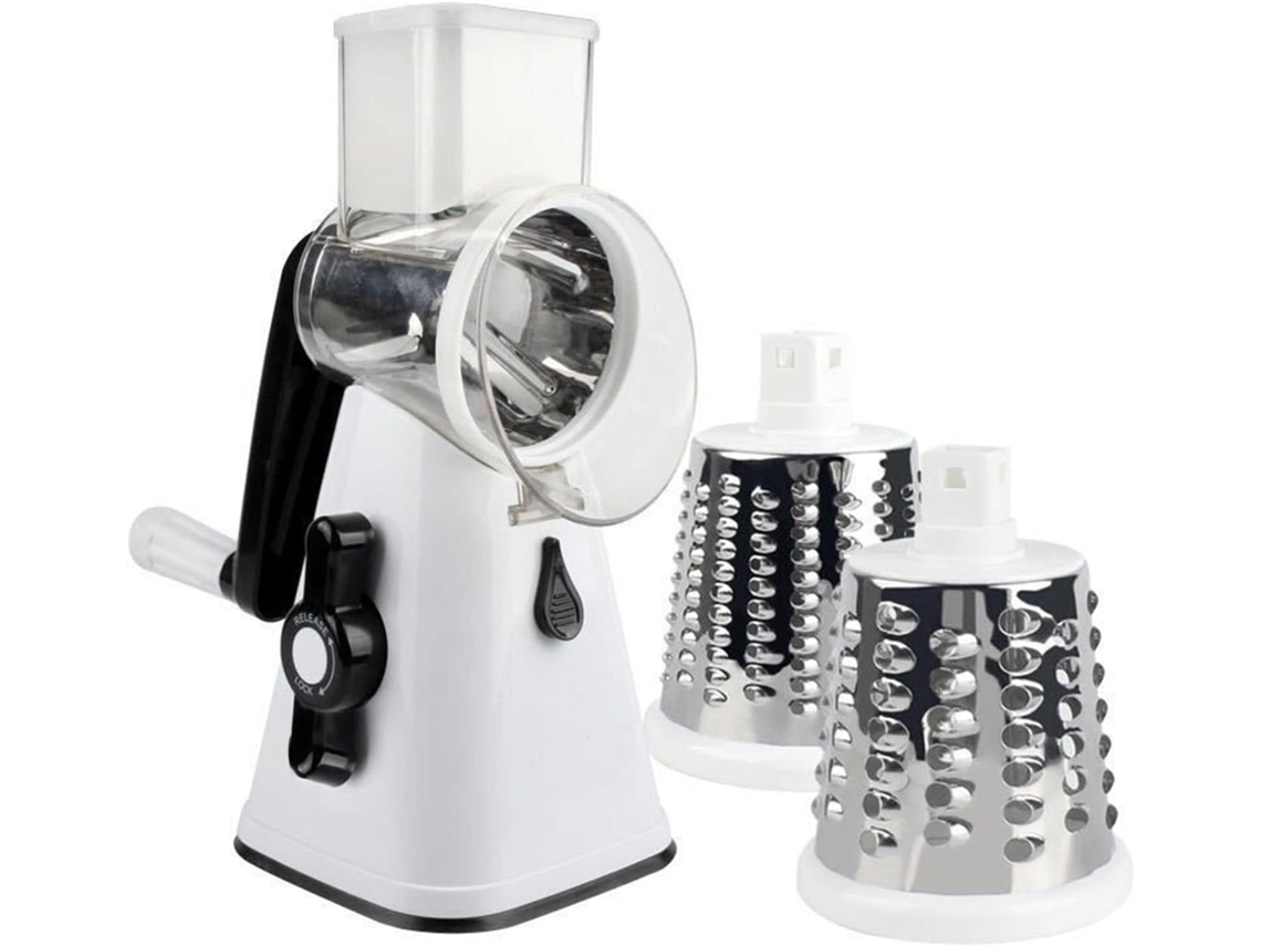 Ralador Com Cabo, 3 Lâminas Substituíveis De Aço Inoxidável, Com Manivela, Para Pepino, Batata, Cenoura, Nozes, Utensílio De Cozinha, Branco