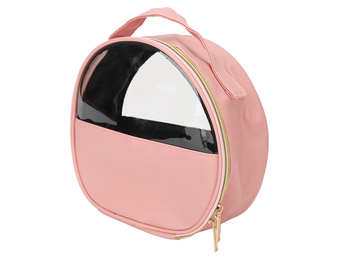 Bolsa De Maquiagem Portátil De Couro Pu Com Capacidade Suficiente, Transparente E Fecho De Zíper Duplo