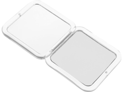 Espelho De Bolso Dobrável Quadrado 7x, Mini Espelho Compacto Cinza Em Vidro E Resina.