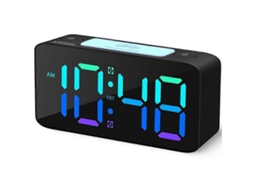 Despertador Super Alto Para Adultos Com Sono Pesado, Relógio Digital Com Luz Noturna De 7 Cores, Preto