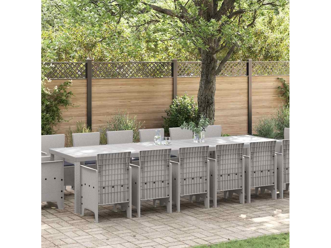 Vidaxl Conjunto De Jantar Para Jardim 15 Unid. Cinzento-claro