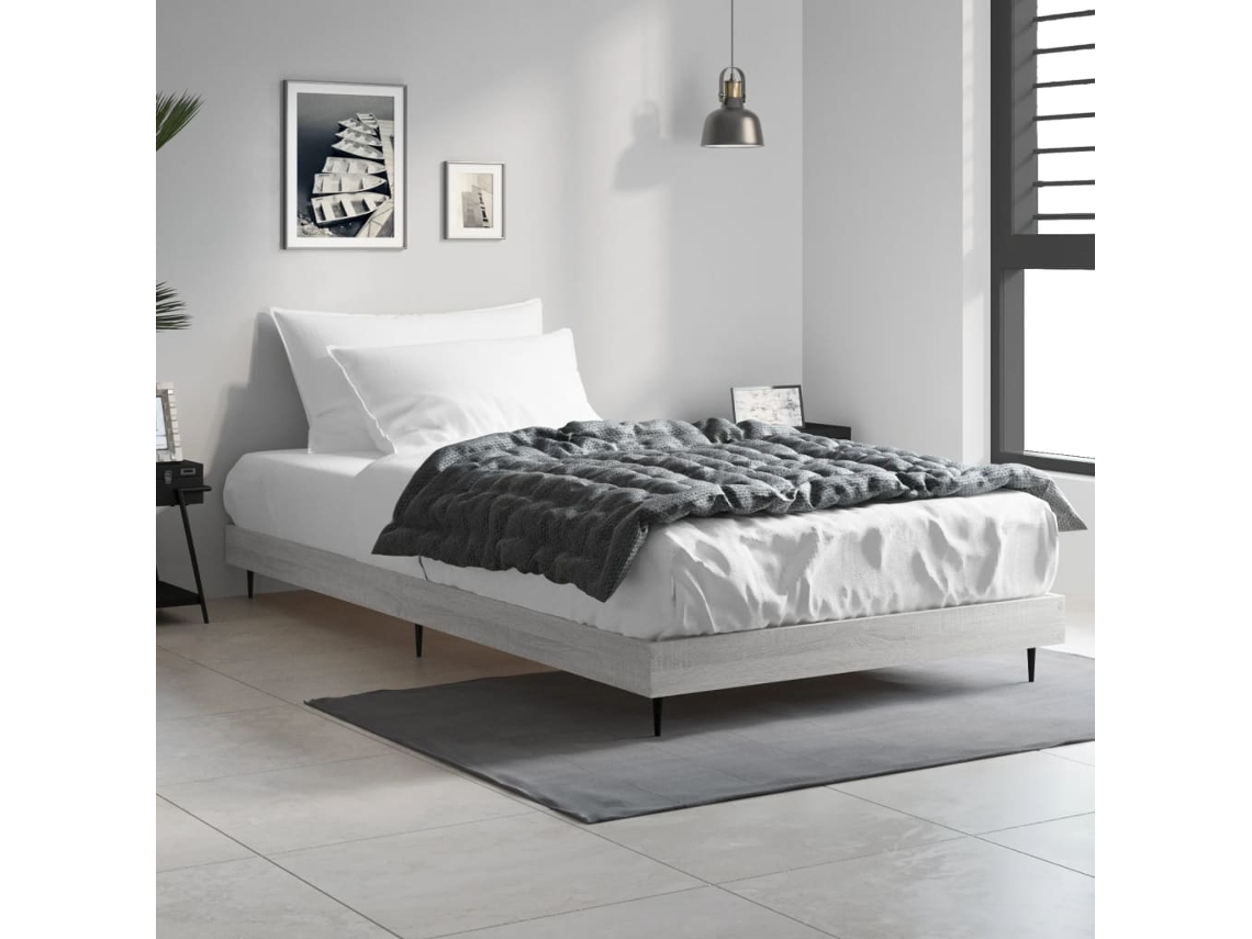 Estrutura Cama 90x190 Cm Derivados De Madeira Cinzento Sonoma