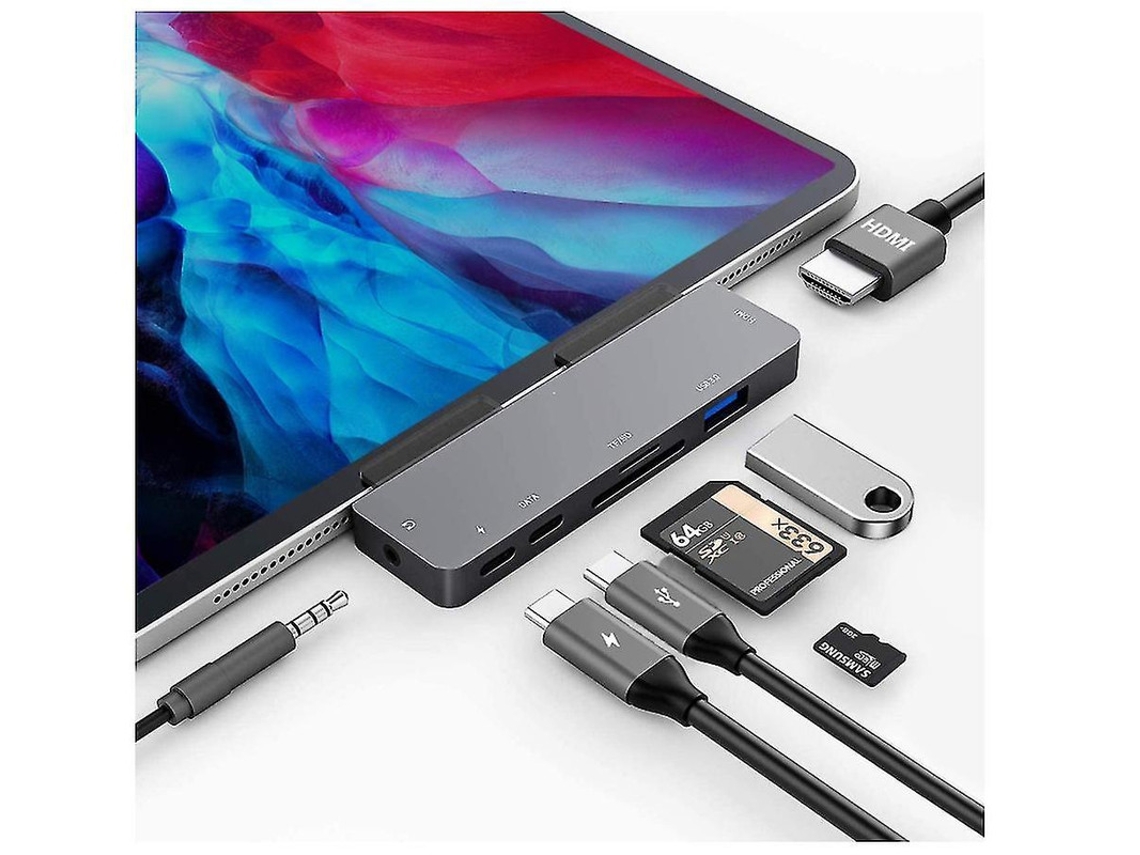 Hub Usb C Para Ipad Pro/air 4.7 Em 1, Hdmi 4k, Fone 3.5mm, Usb C Pd, Usb 3.0, Sd/tf, Compatível Macbook Branco Bestvite