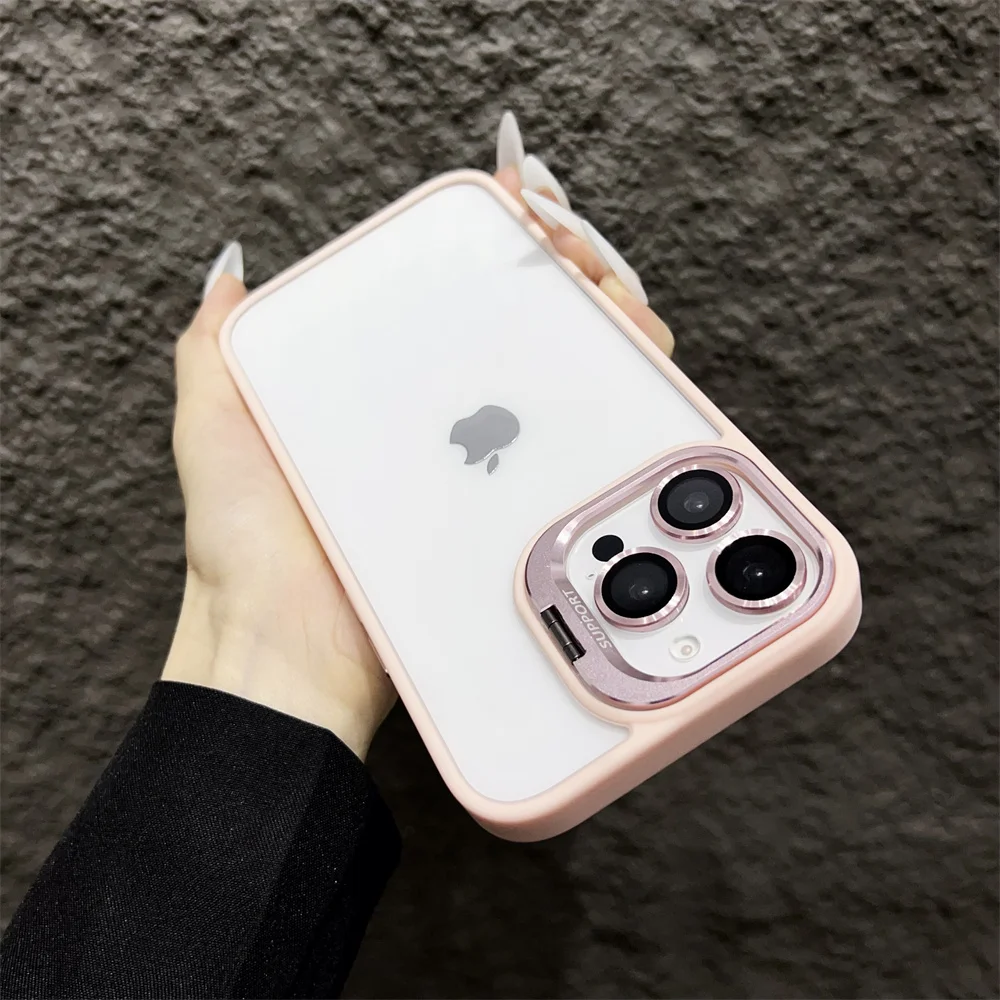 Capa Para Iphone (iphone 12 Pro, Rosa) Com Proteção De Vidro Transparente Para A Câmera.