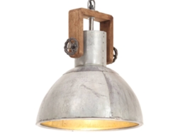vidaXL Candeeiro suspenso industrial redondo 25 W 30 cm E27 prateado