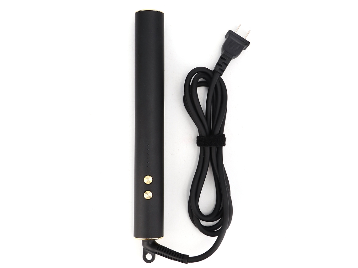 Pente De Cabelo Prancha E Chaveiro De Curlers Cerâmico Rotativo 360 Graus Com 5 Níveis De Temperatura Ouro Preto