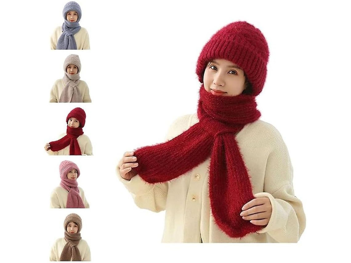 2026 gorro Bufanda Integrado Antiviento para Oídos, Abrigo de Invierno Tejido 2 En 1, Calentador Espesorado para Actividades Al Aire Libre