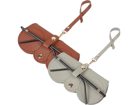 Bolsa para Óculos de Sol Portátil em Pele Macia e Fina Cores: Cinzento Castanho 2 Unid. TRANTECH