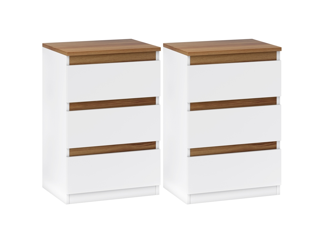 Conjunto De Mesas De Cabeceira Mdf Cor Branco 40x30x59,5 Cm Homcom