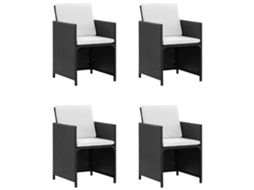 Maison Exclusive - 9 Pcs Conjunto Jantar Exterior Com Almofadões Vime Pe Preto