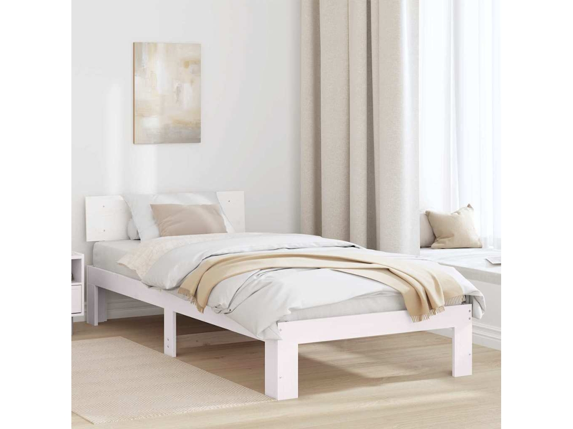 Vidaxl Estrutura da Cama com Cabeceira Branco 100 X 200 Cm