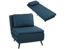 Poltrona Conversível, 1 Lugar, 3 Em 1, Com Mecanismo Click-clack Que Transforma A Em Cama, Com Encosto Ajustável, Almofada, Assento Amplo, Azul.