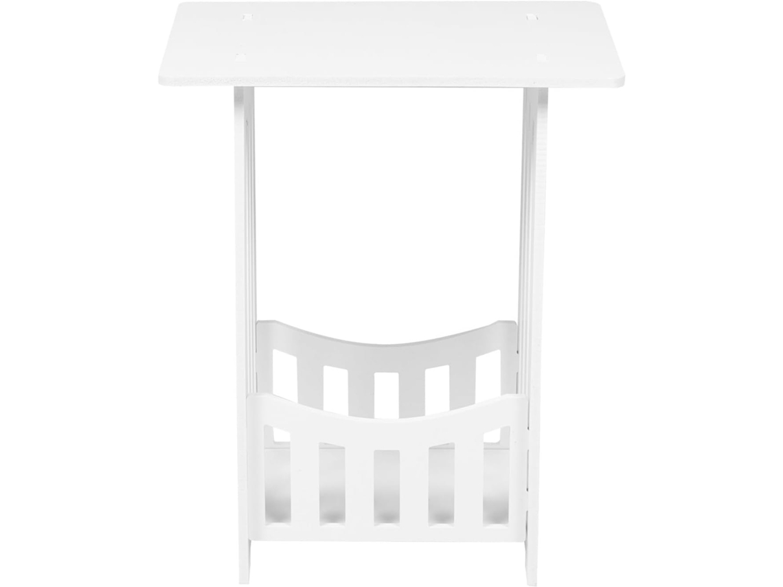 Mesa De Cabeceira Branca Em Compósito De Madeira E Pvc, Pequena, Simples E Funcional.