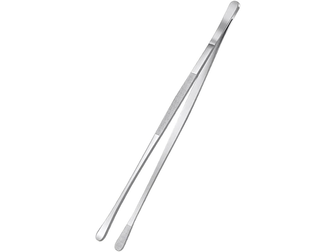 Pinça Multifuncional Ergonômica Para Churrasco Em Aço Inoxidável Prateado, Ideal Para Cozinhar E Servir Ao Ar Livre