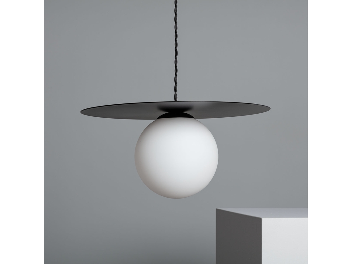 Candeeiro Suspenso De Cristal E Metal Luminia Preto