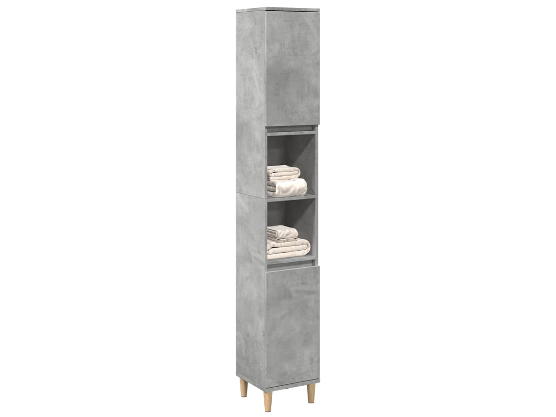 Vidaxl Armário Wc 30x30x190 Cm Derivados De Madeira Cinzento Cimento