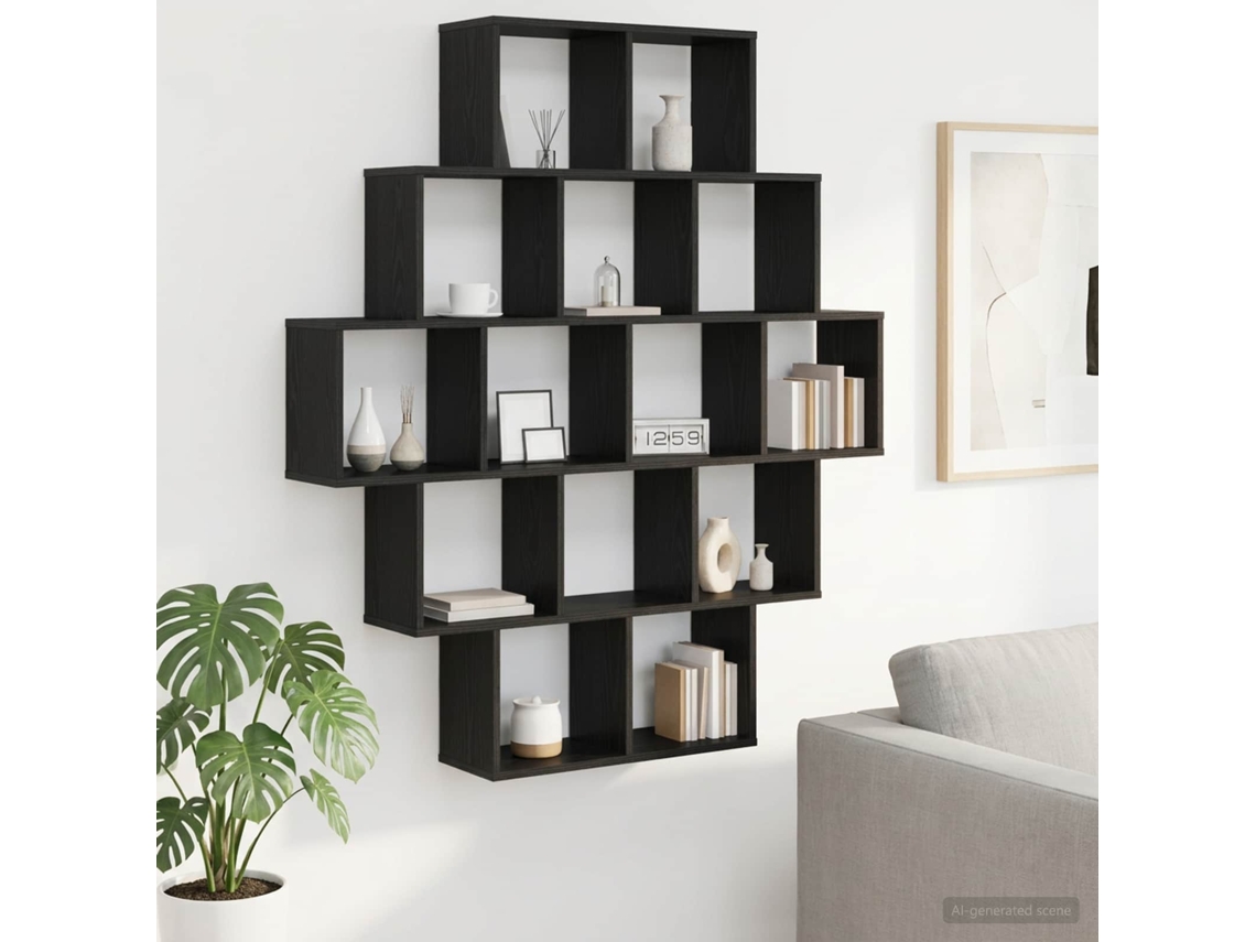 Vidaxl Prateleira De Parede Carvalho Preto 120 X 20 X 136 Cm