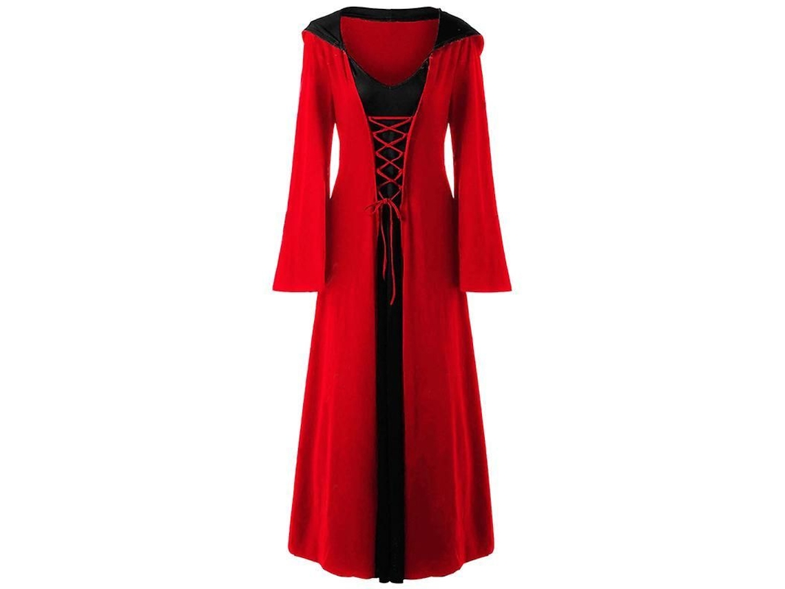 2026 vestido Gótico Renacentista Medieval para Mulher com Capuz e Manga Longa para Halloween