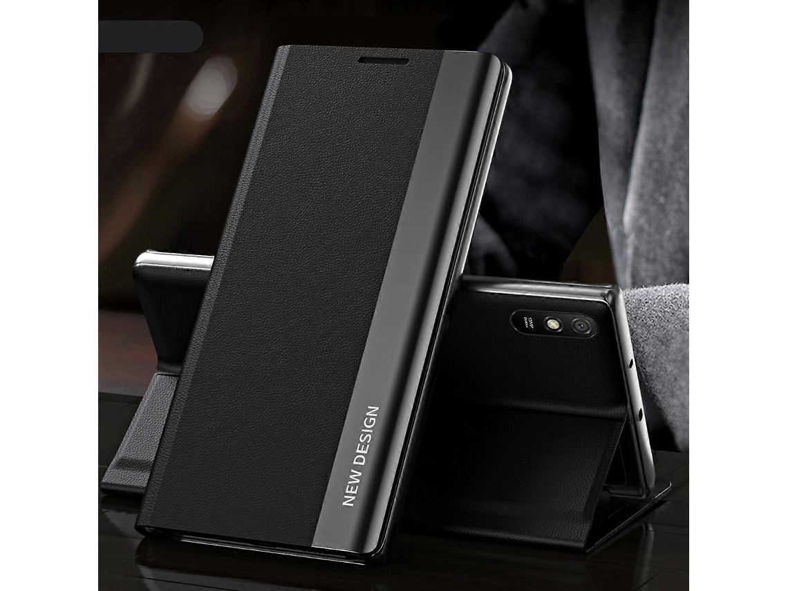 Capa De Couro Ultrafina Com Aba Horizontal, Revestimento Lateral Eletroplaqueado E Ímã, Com Suporte Integrado, Para Xiaomi Redmi 9a.