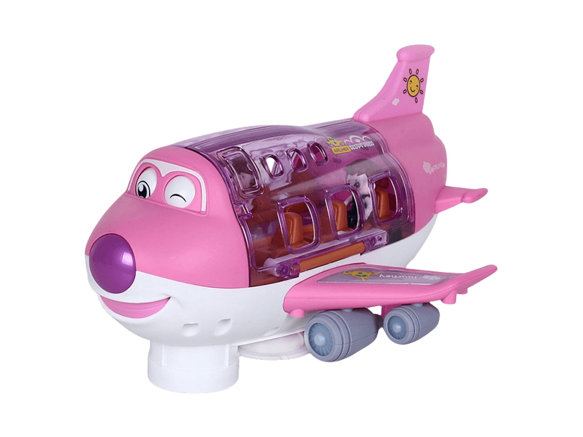 Brinquedo Elétrico Infantil Transformável, Avião de Plástico Abs, Veículo Simulador Musical MDUG (rosa)