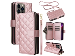 Capa Para Iphone 13 Pro Pele Sintética Anti-choque Rosa