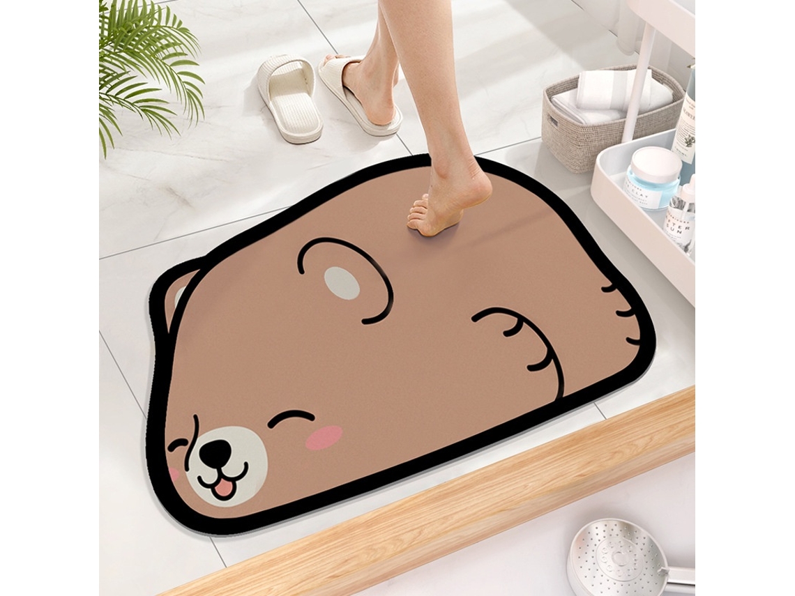 Tapete de Banheiro Antiderrapante, Superabsorvente, Feito de Terra Diatomácea com Desenho Animado e Secagem Rápida. MDUG
