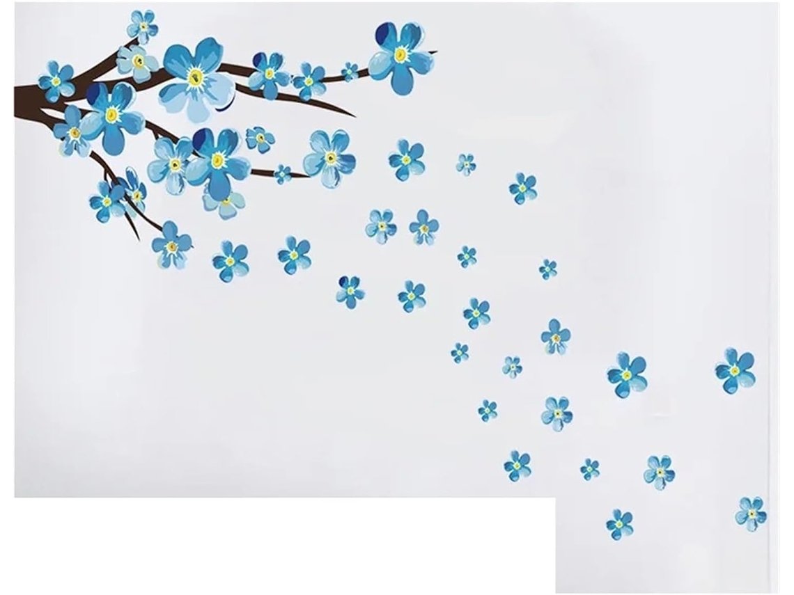Adesivos De Parede Com Flores Azuis, Decoração Para Sala De Estar, Sofá E Quarto. Adesivos De Flores Para Papel De Parede.